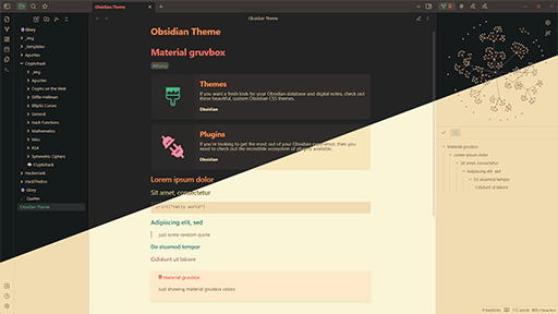 Material Gruvbox Obsidian theme screenshot