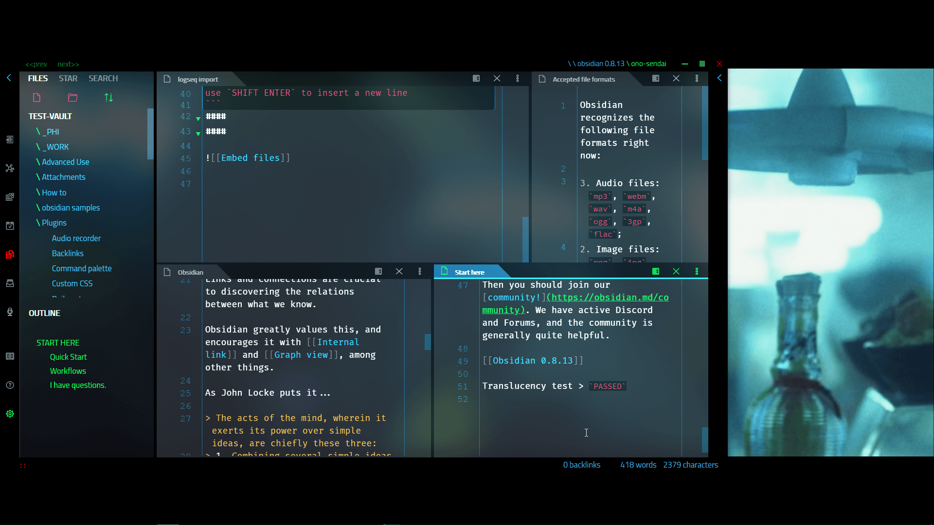 Ono Sendai Obsidian theme screenshot