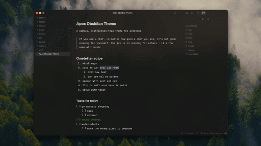 Apex Obsidian theme screenshot