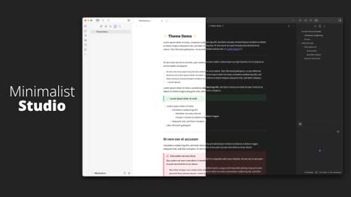 Minimalist Studio Obsidian theme screenshot