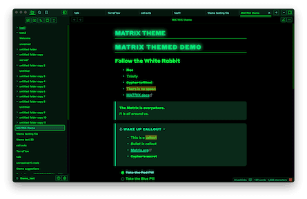 Matrix Obsidian theme screenshot
