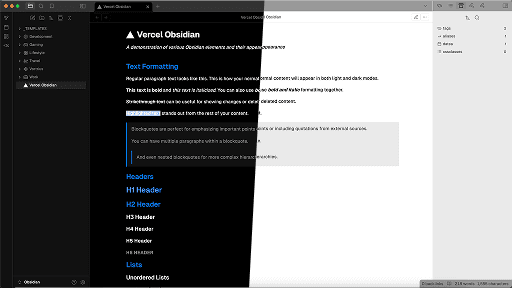 Vercel Geist Obsidian theme screenshot