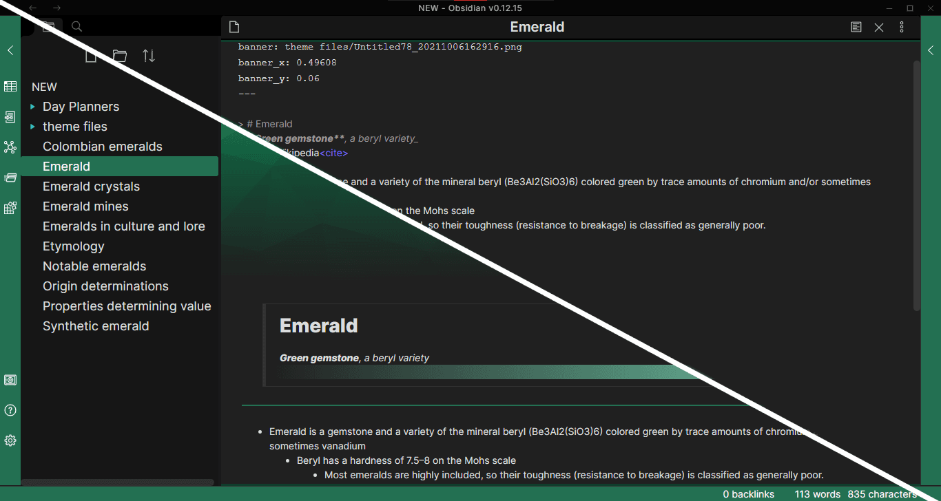 Emerald Obsidian theme screenshot