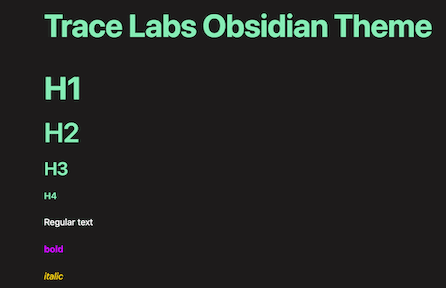 Trace Labs Obsidian theme screenshot