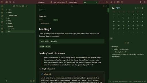 Jolly Holly Obsidian theme screenshot