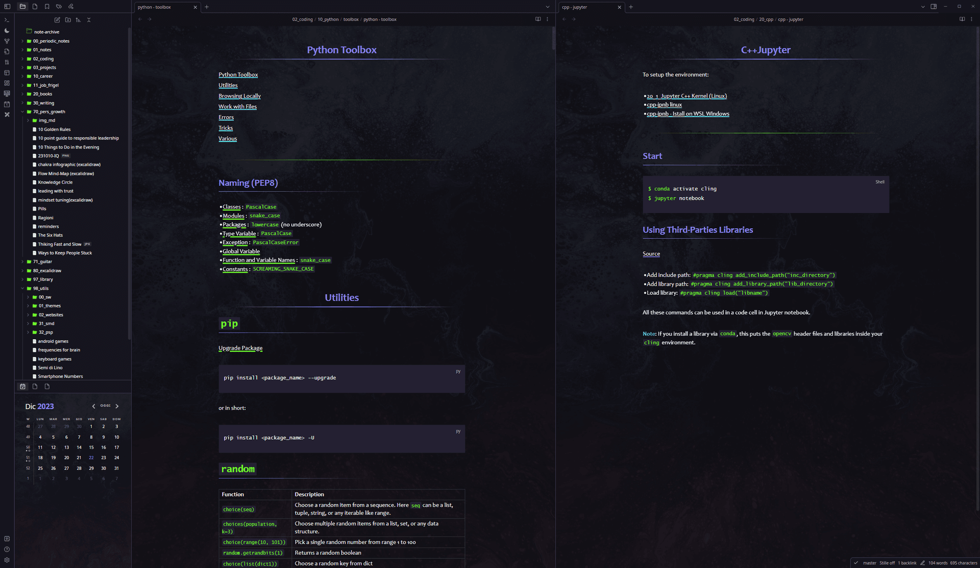 Sparkling Night Obsidian theme screenshot