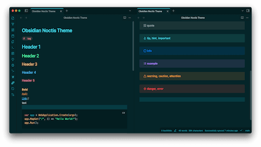 Noctis Obsidian theme screenshot