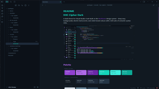 KXC Cipher Obsidian theme screenshot