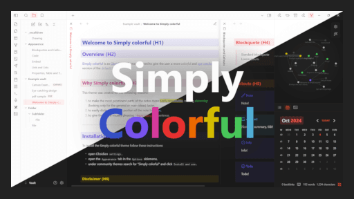 Simply Colorful Obsidian theme screenshot