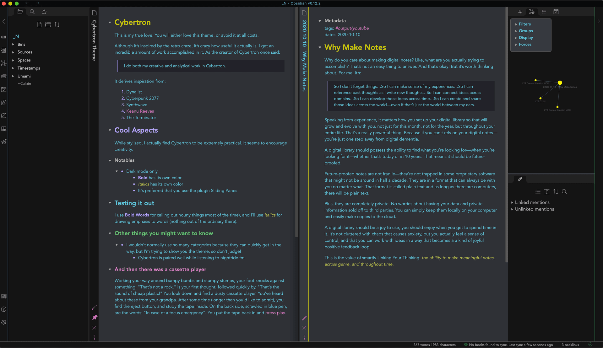 Cybertron Obsidian theme screenshot