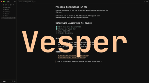 Vesper Obsidian theme screenshot