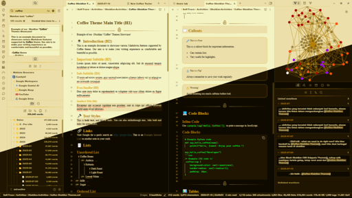 Coffee Obsidian theme screenshot