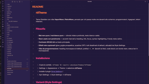 Synthwave Pro Obsidian theme screenshot