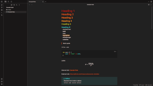 Phoenix Obsidian theme screenshot