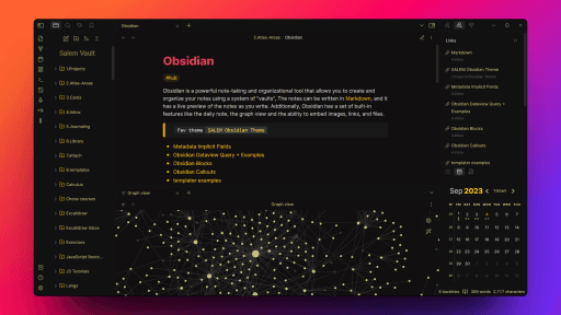 SALEM Obsidian theme screenshot