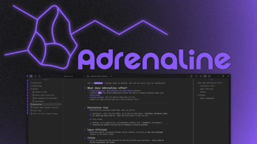 Adrenaline Obsidian theme screenshot