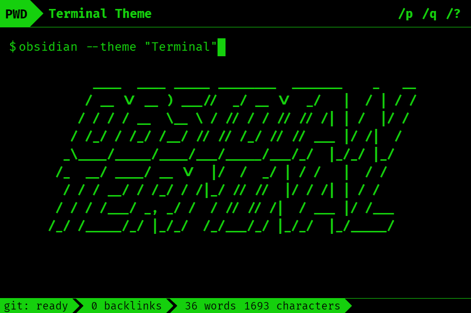 Terminal Obsidian theme screenshot