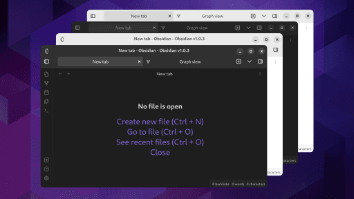Adwaita Obsidian theme screenshot