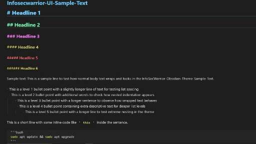Infosecwarrior UI Obsidian theme screenshot