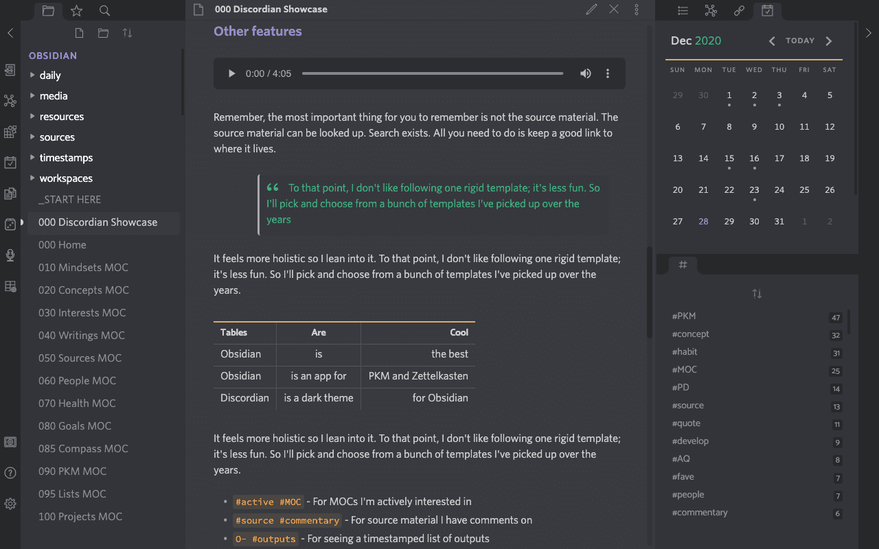 Discordian Obsidian theme screenshot
